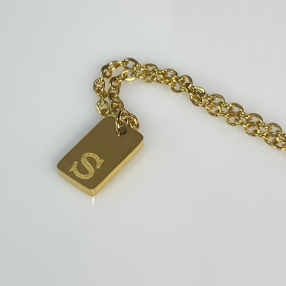 Initial Letter S Tag Necklace